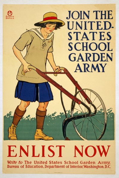 Sluit je aan bij het United States School Garden Army - Meld je nu aan, 1918 door Edward Penfield